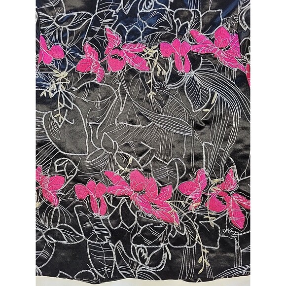 Chico's Silk Blend Jacket Pink Floral Embroidered Cropped Chico’s Size 1 US Med - Picture 10 of 14